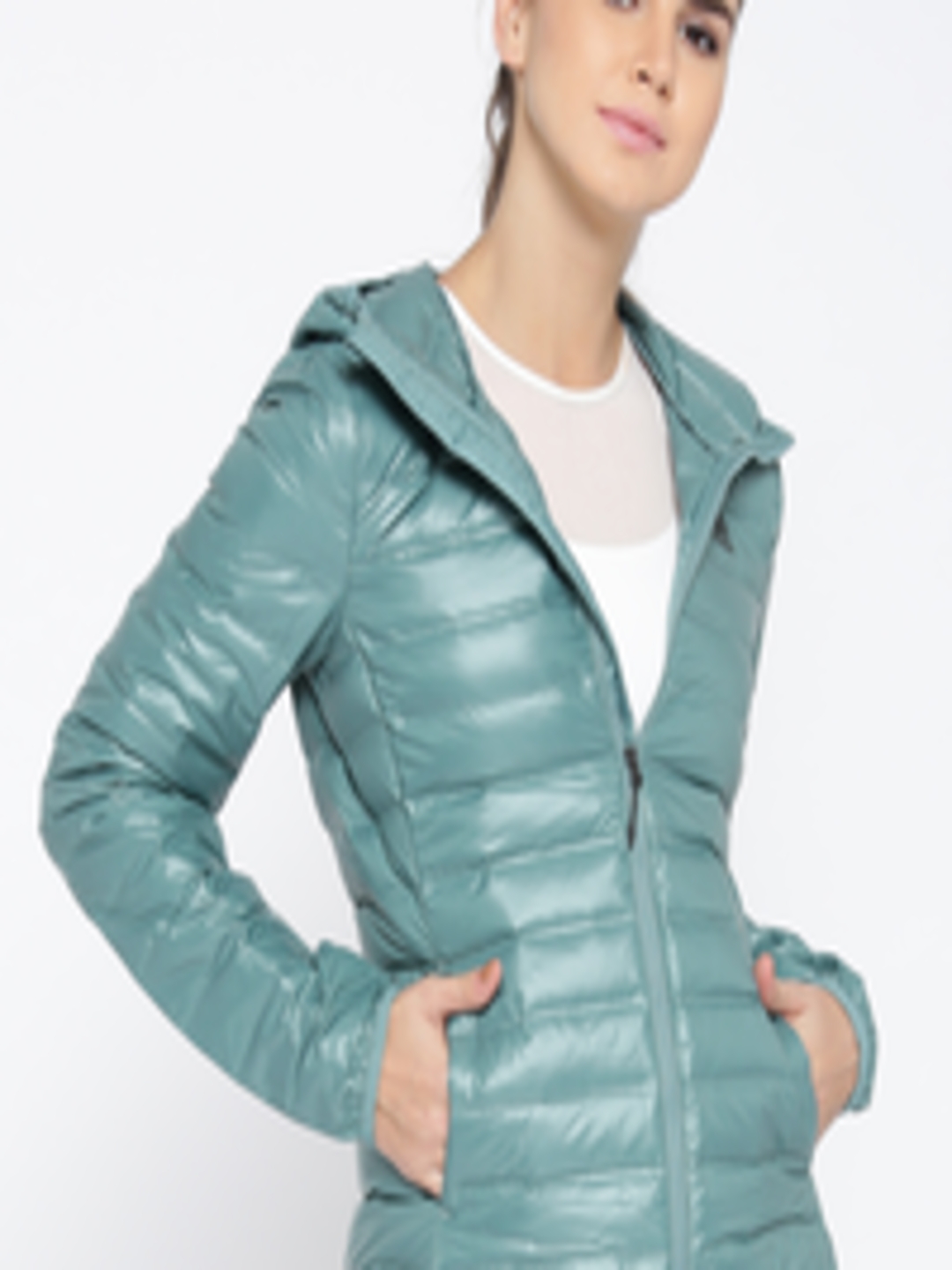 Buy ADIDAS Women Green Solid VARILITE Hooded Quilted Jacket - Jackets ...