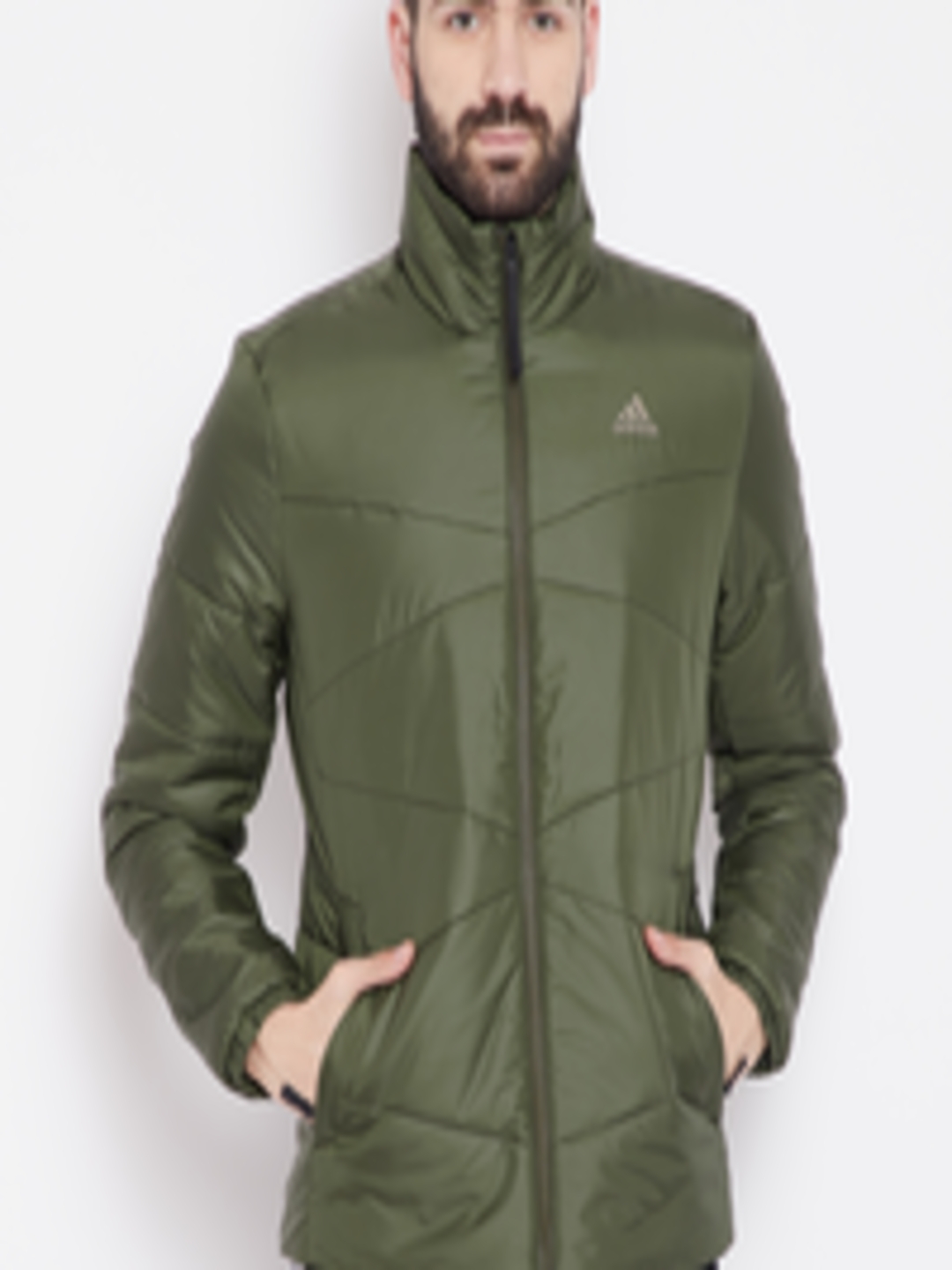 Buy ADIDAS Men Olive Green Solid IND BASIC Padded Jacket - Jackets for