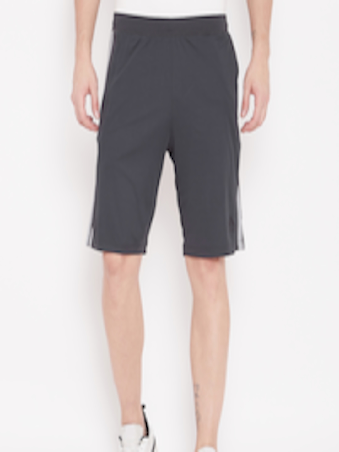 Buy ADIDAS Men Charcoal Grey D2M 3 Stripes Training Shorts - Shorts for ...