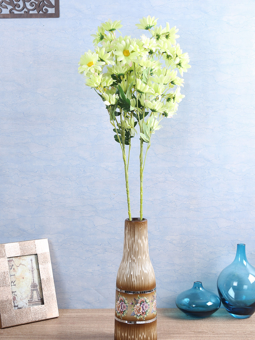 Buy Fourwalls Set Of 2 Green Artificial Daisy Flower Stems Artificial