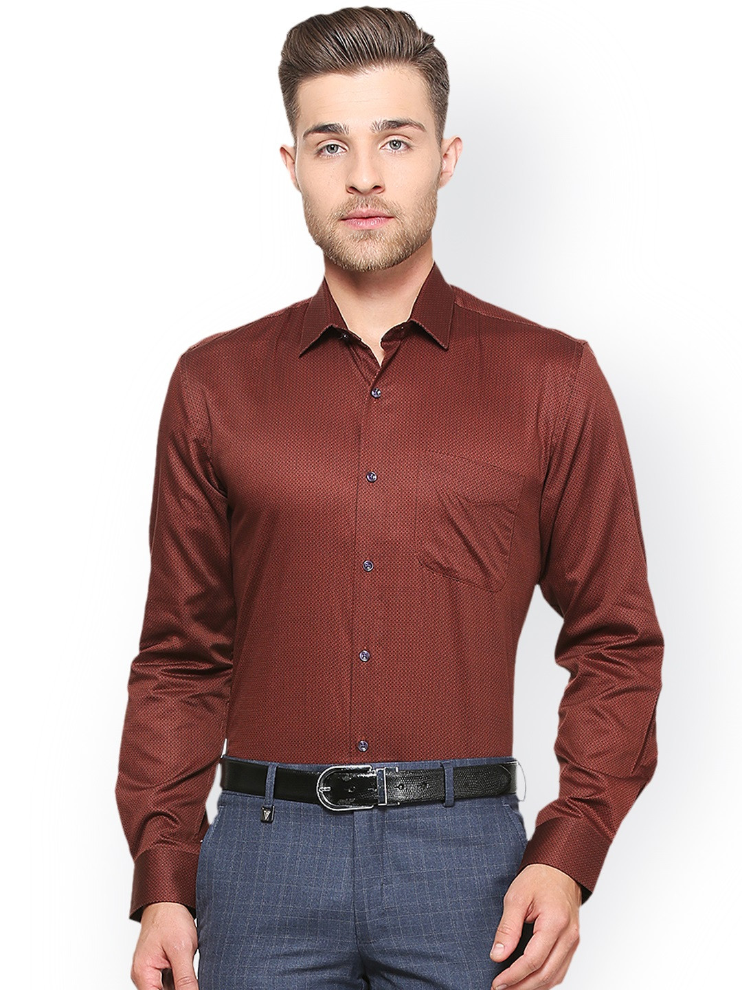 Buy Peter England Men Maroon Slim Fit Printed Formal Shirt Shirts for
