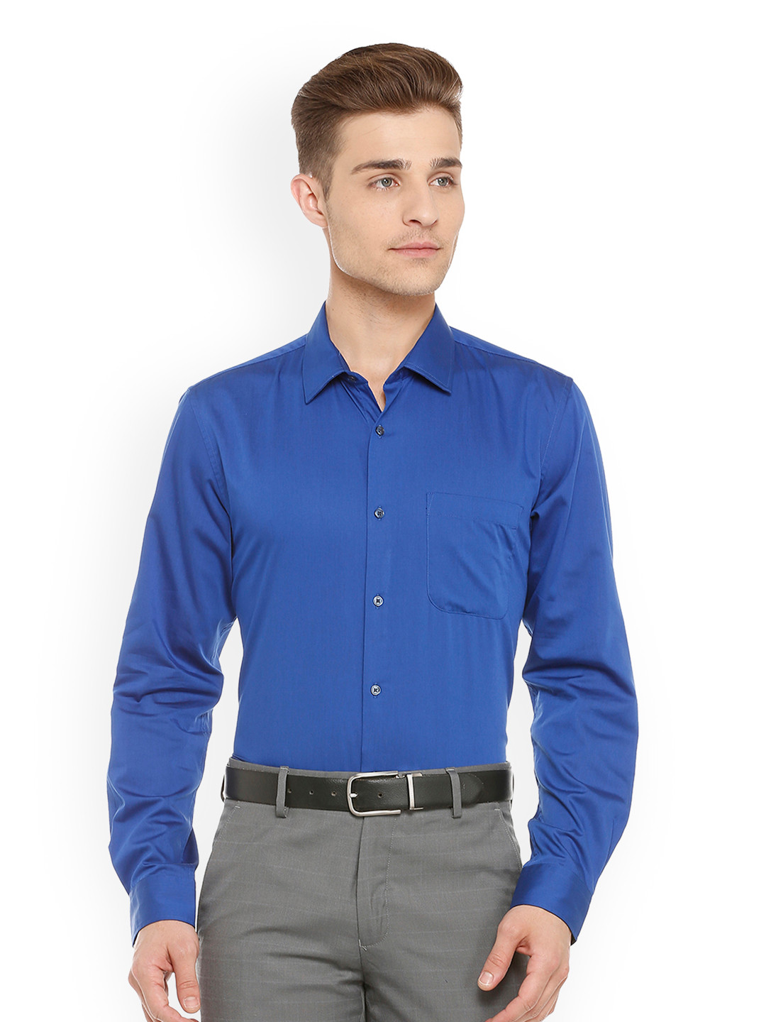 Buy Peter England Elite Men Blue Slim Fit Solid Casual Shirt Shirts