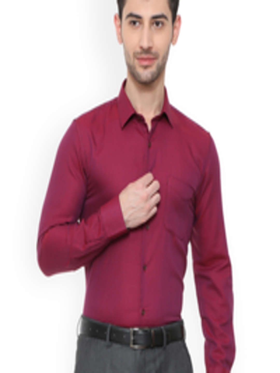 Buy Peter England Men Maroon Slim Fit Self Design Formal Shirt - Shirts ...
