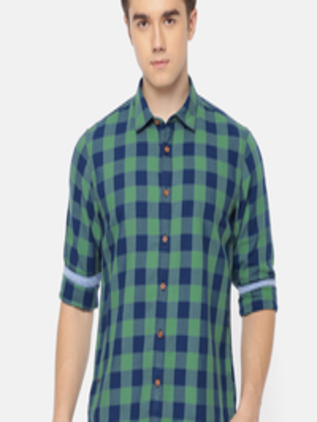 Buy Pepe Jeans Men Green & Blue Regular Fit Checked Casual Shirt ...