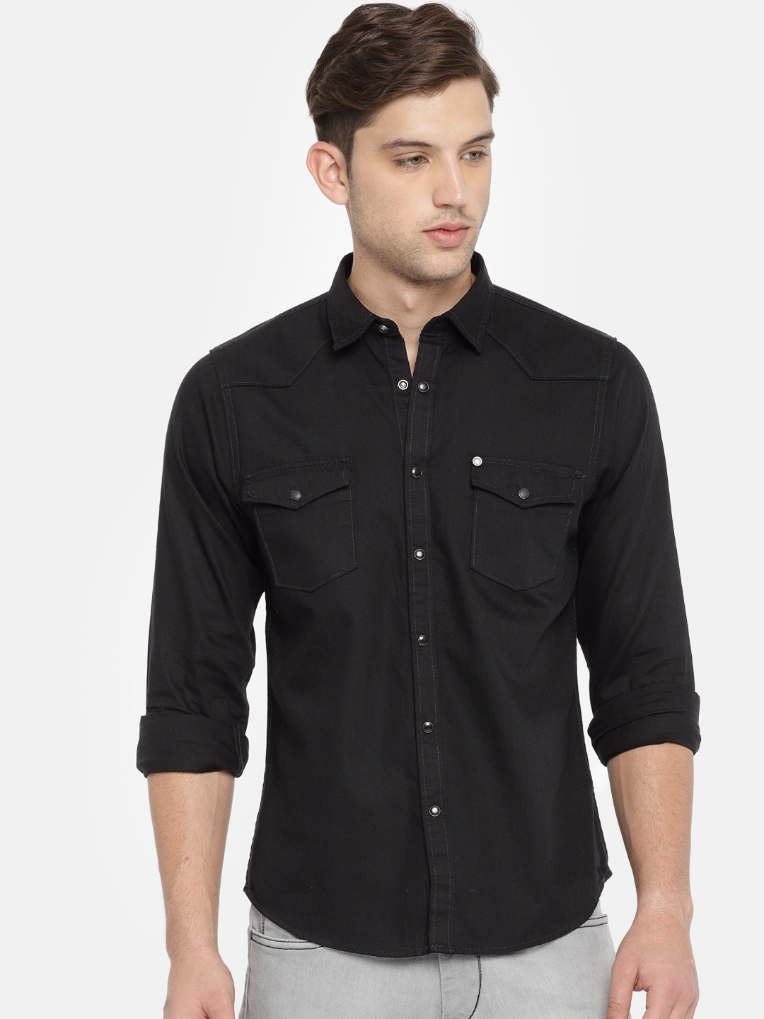 Buy Pepe Jeans Men Black Regular Fit Solid Casual Shirt Shirts for