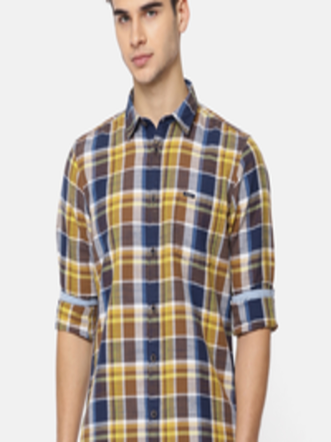 Buy Pepe Jeans Men Yellow & White Regular Fit Checked Casual Shirt ...