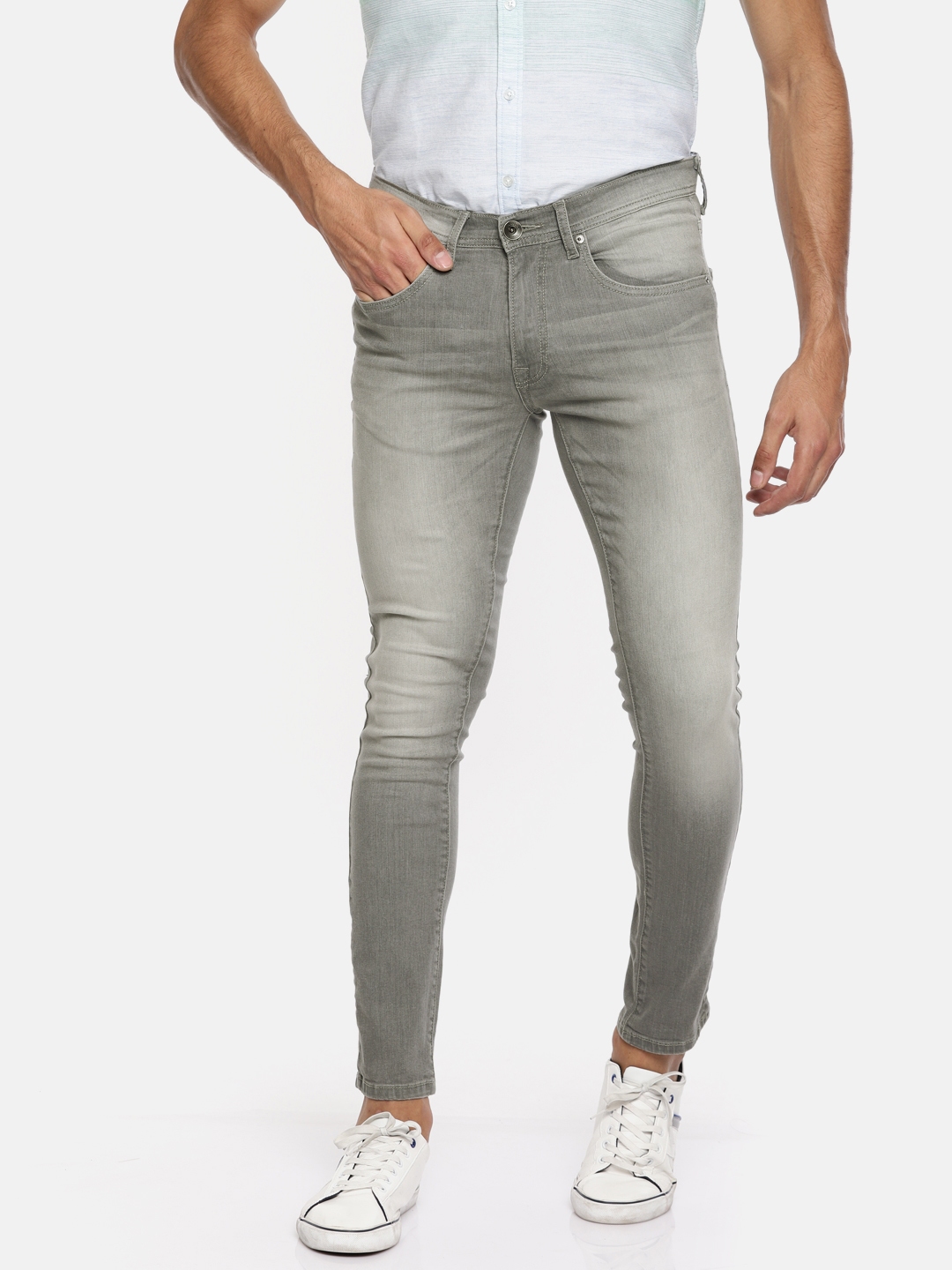 Buy Pepe Jeans Men Grey Super Skinny Fit Low Rise Clean Look ...
