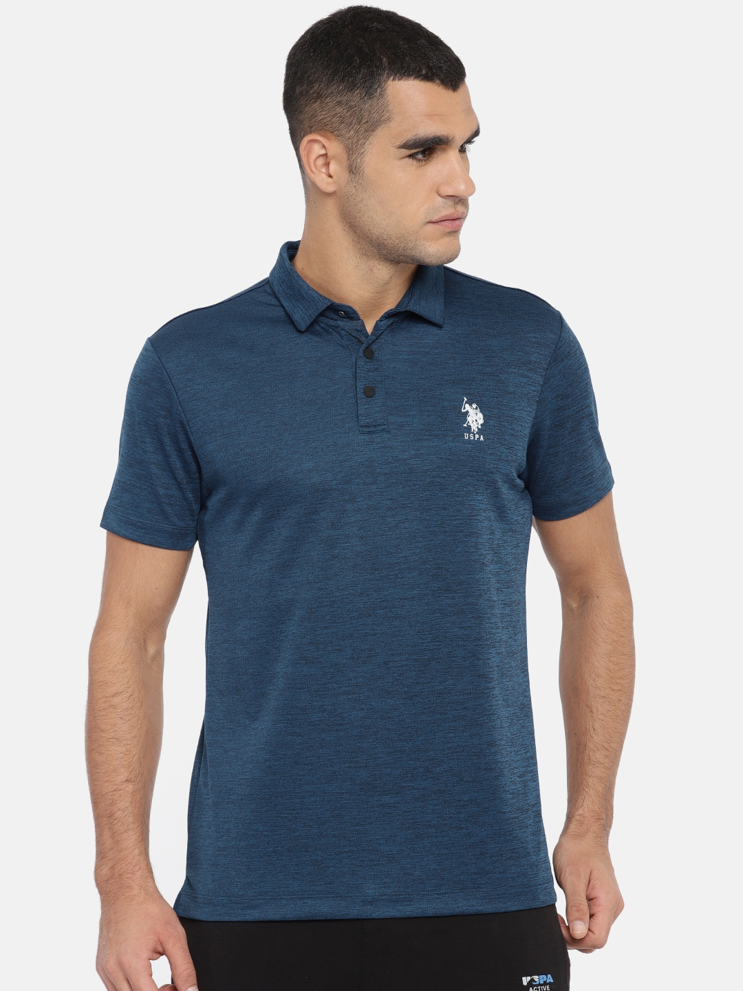 Buy U.S. Polo Assn. Men Navy Blue Solid Polo Collar T Shirt - Tshirts ...