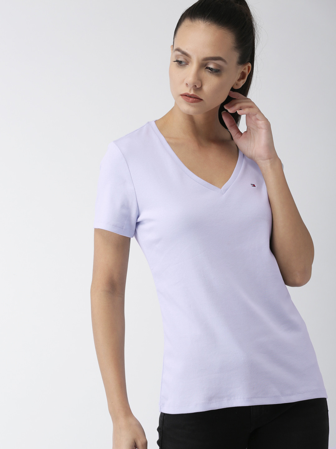 Buy Tommy Hilfiger Women Blue Solid Pure Cotton Top Tops for Women