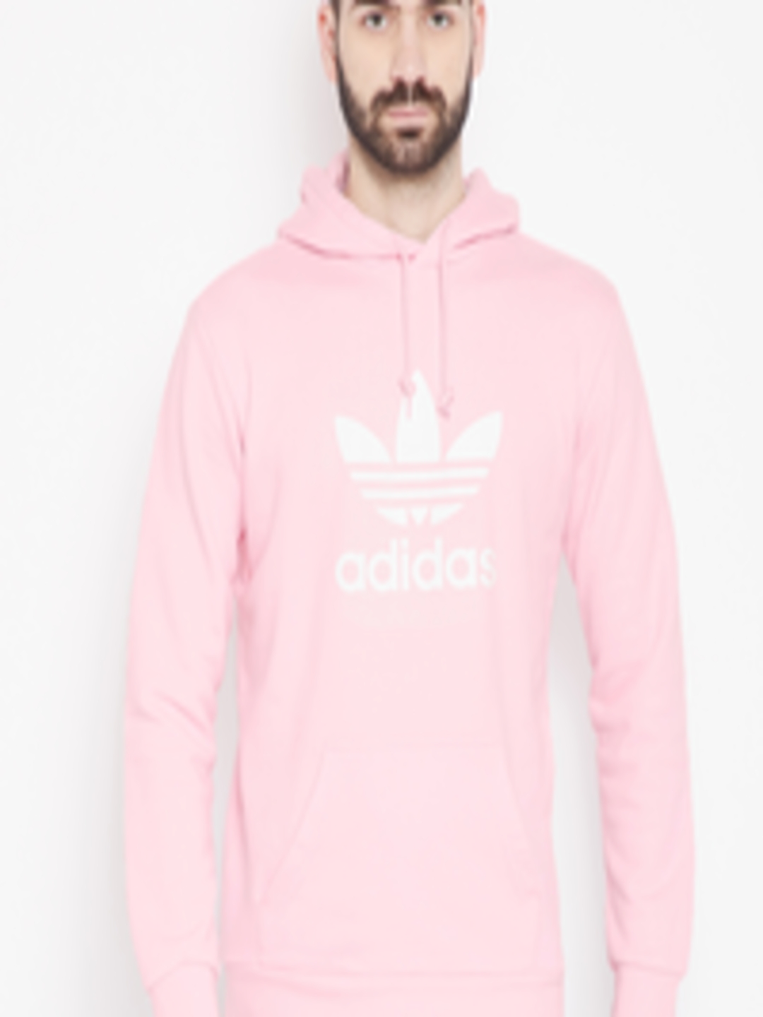 Buy ADIDAS Originals Pink Printed Trefoil Hooded Sweatshirt ...