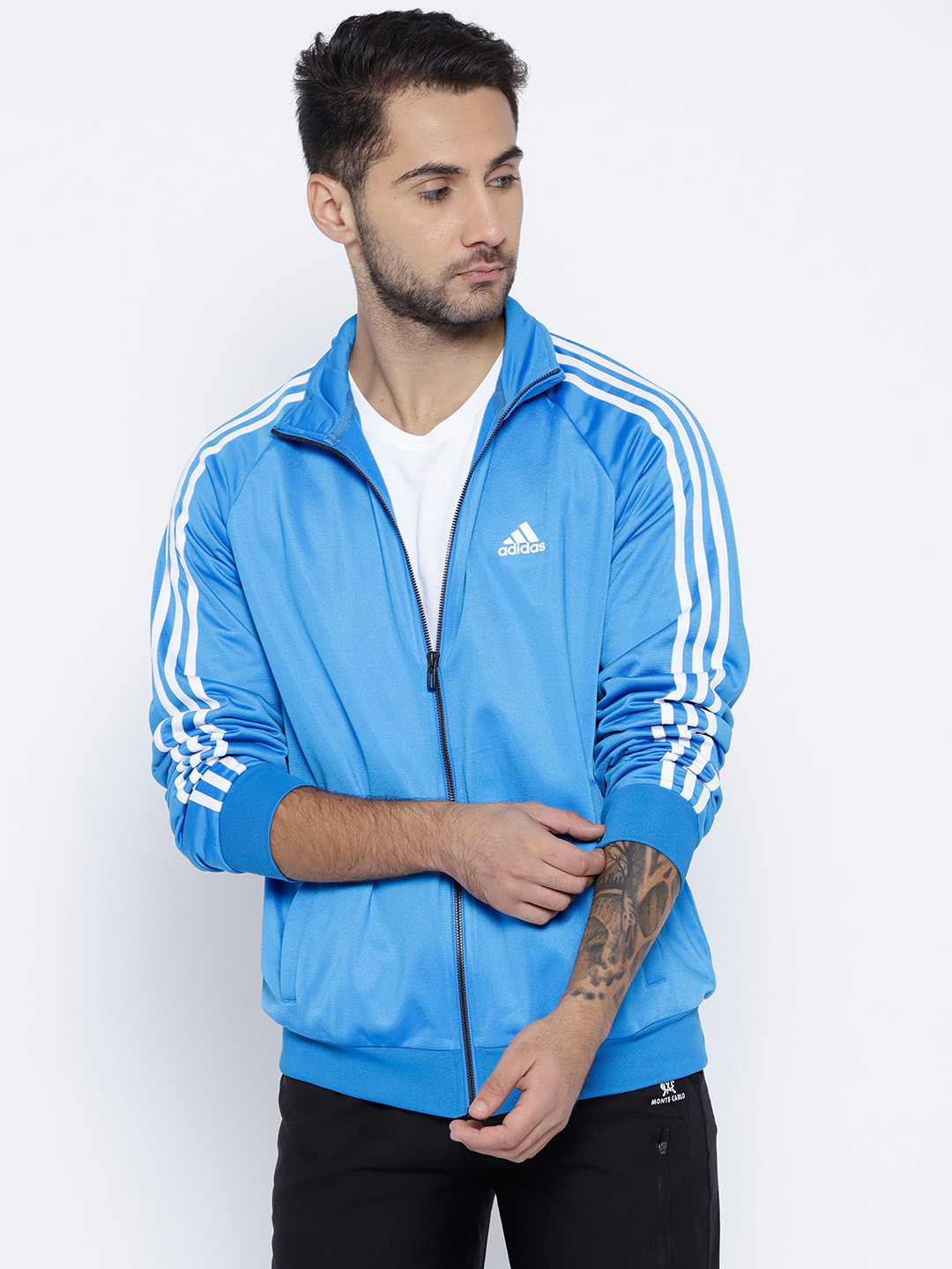 Buy ADIDAS Men Blue Essentials 3 Stripes Training Jacket - Jackets for Men 7401527 | Myntra