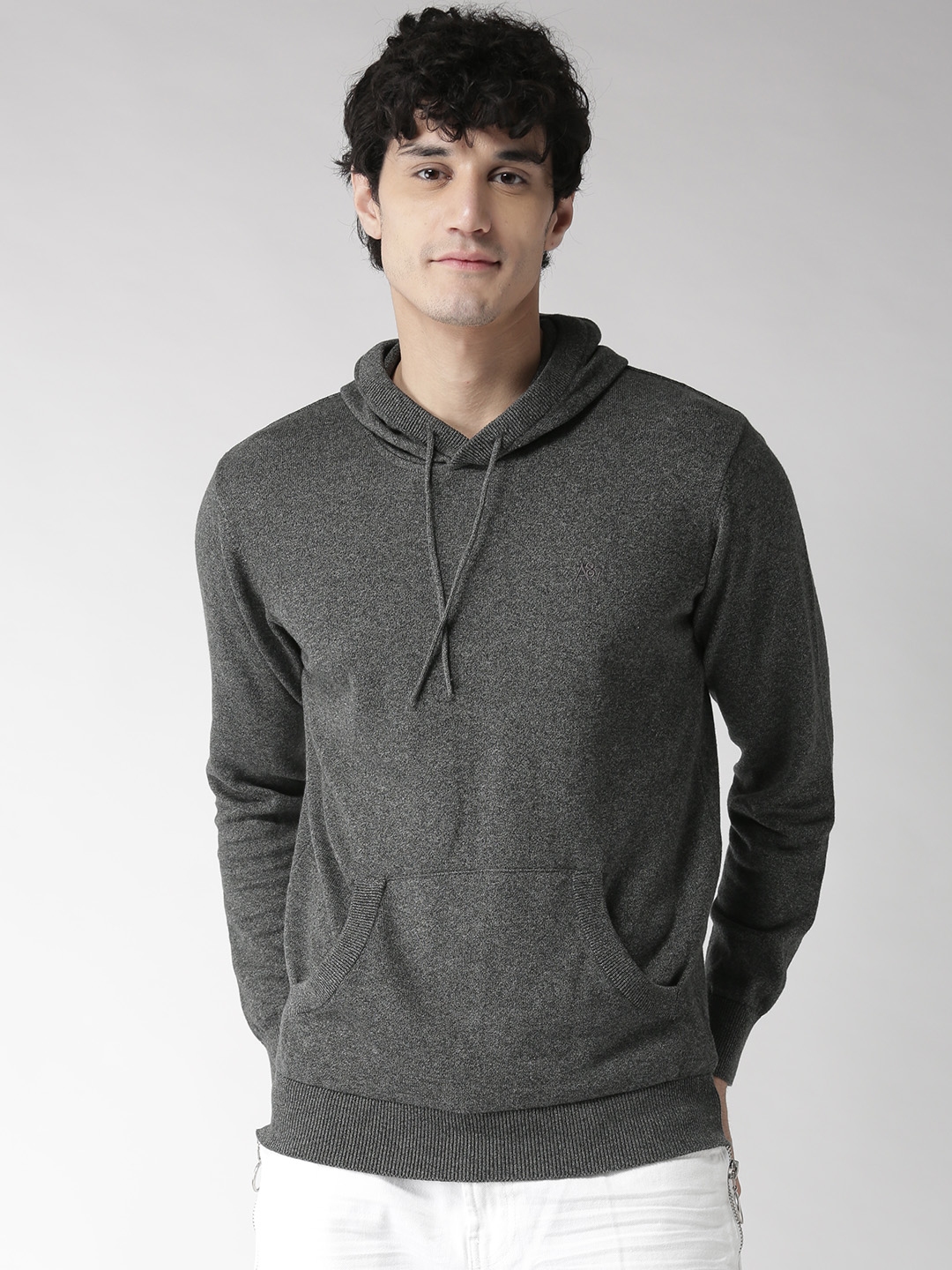 Buy Aeropostale Men Grey Melange Solid Hooded Sweatshirt - Sweatshirts ...