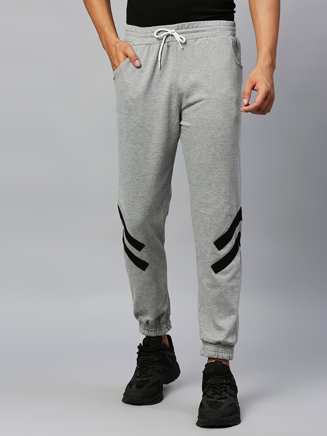 Buy Hubberholme Men Grey Melange Solid Slim Fit Joggers Track Pants