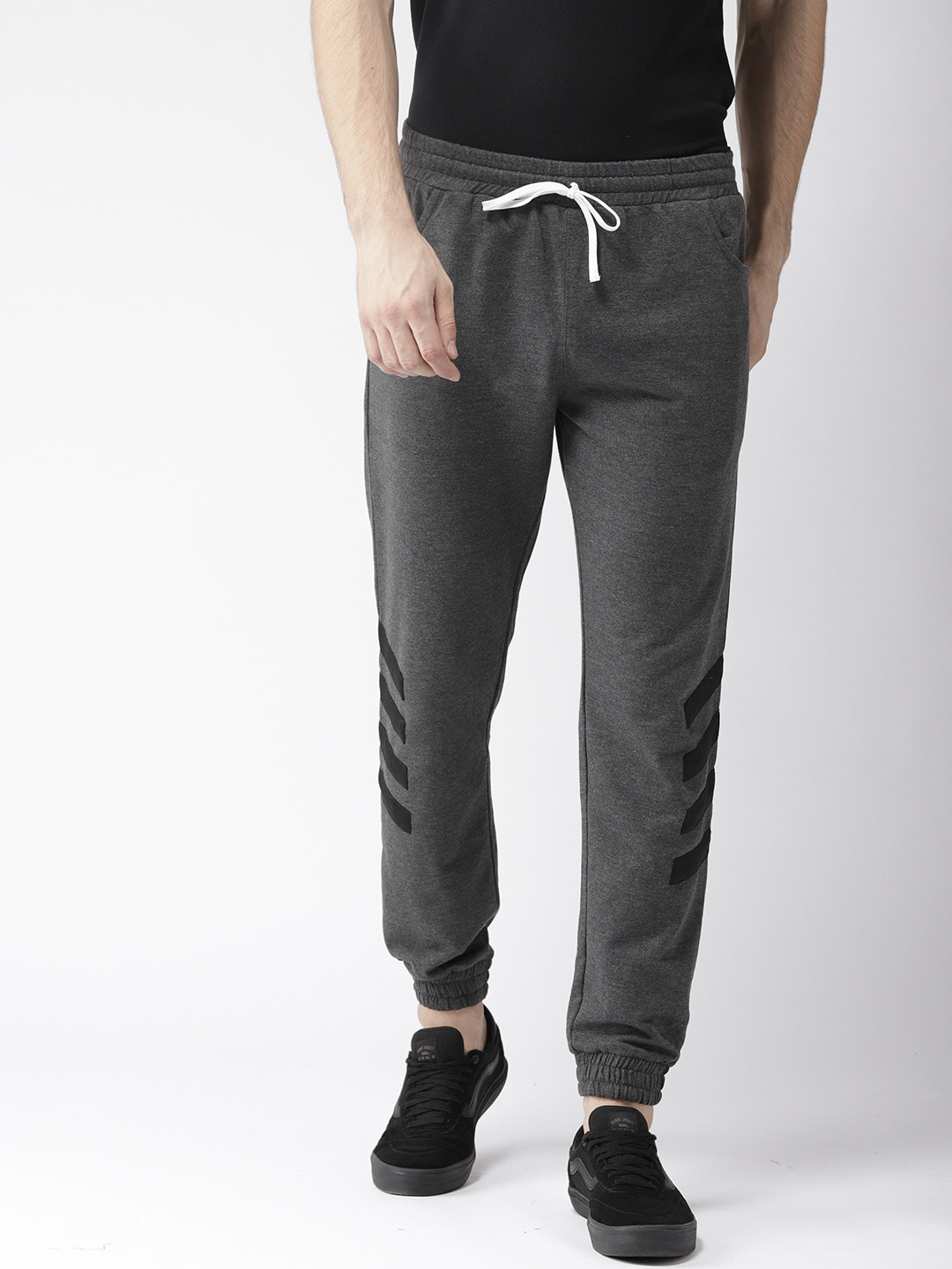 Buy Hubberholme Charcoal Grey Solid Joggers Track Pants for Men