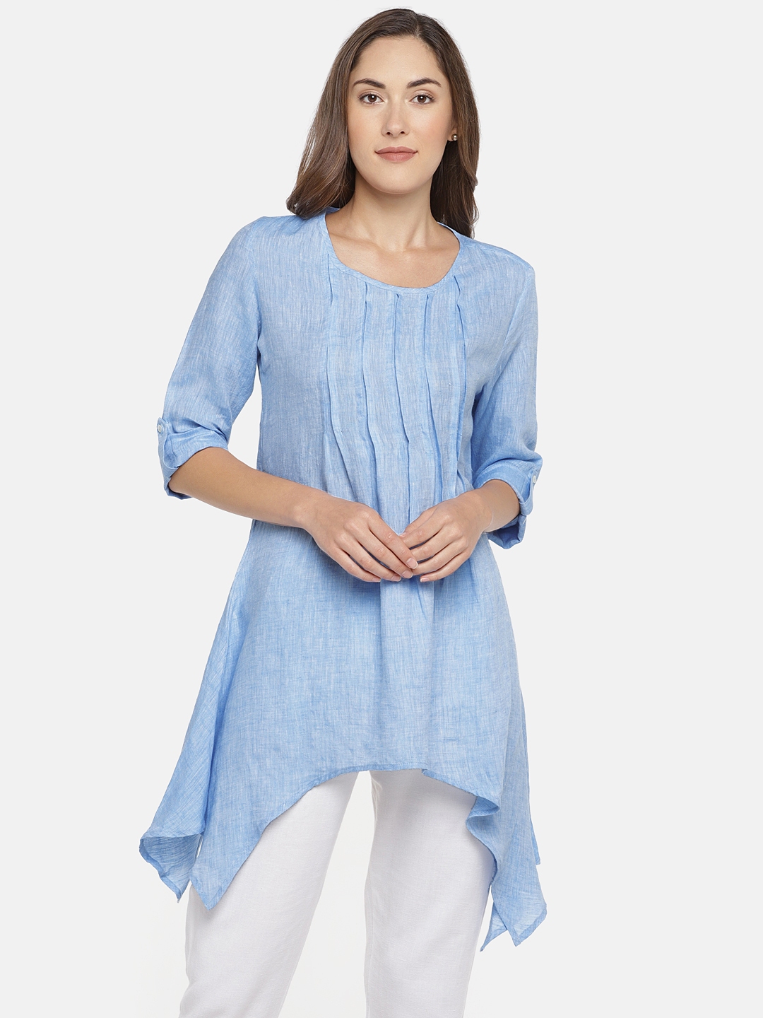 Buy Cottonworld Blue Solid Tunic - Tunics for Women 7410846 | Myntra