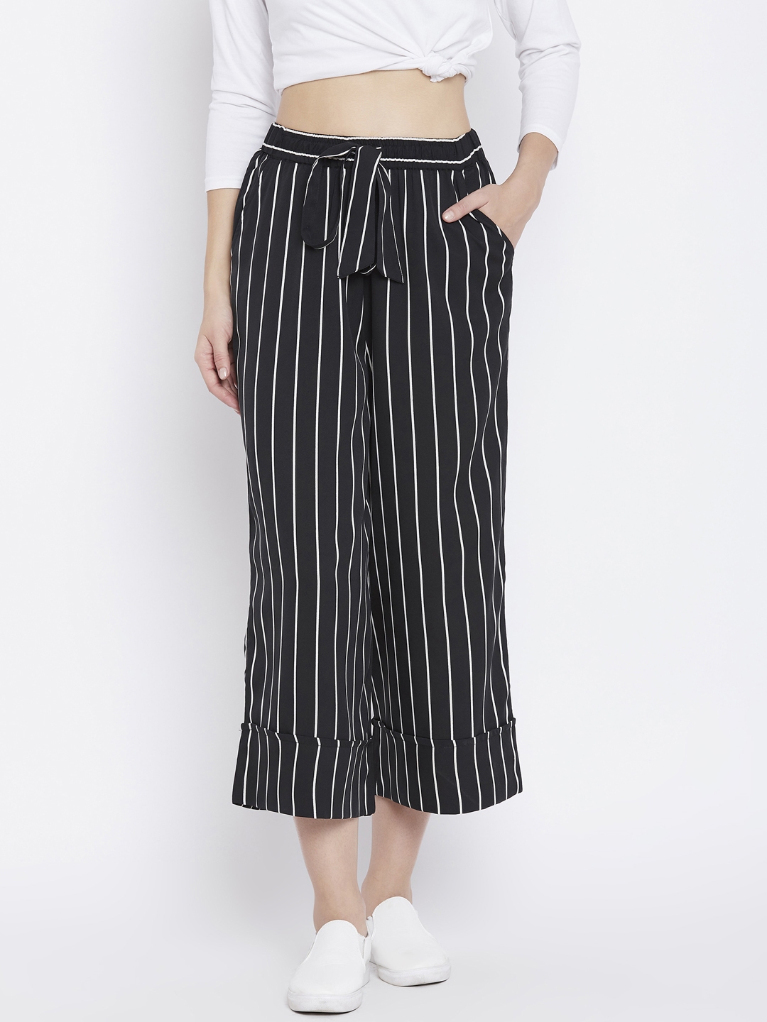striped culotte pants