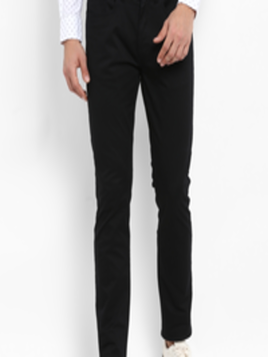 Buy Red Tape Men Black Slim Fit Solid Regular Trousers - Trousers for ...