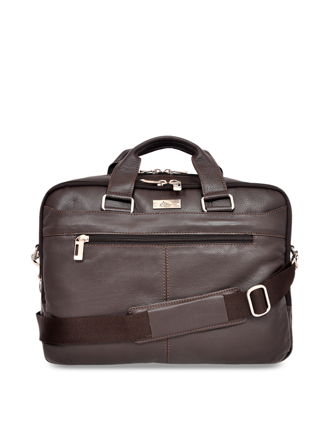 Buy Allen Cooper Unisex Brown Solid Genuine Leather Laptop Bag - Laptop ...