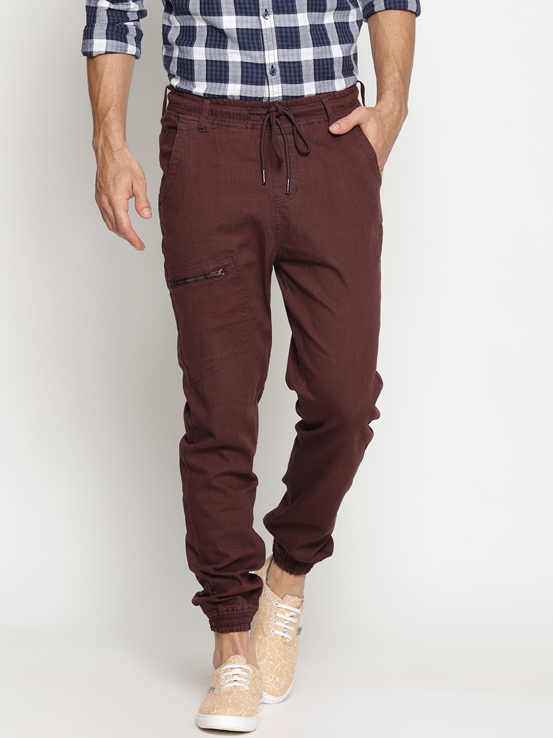 brown flared joggers