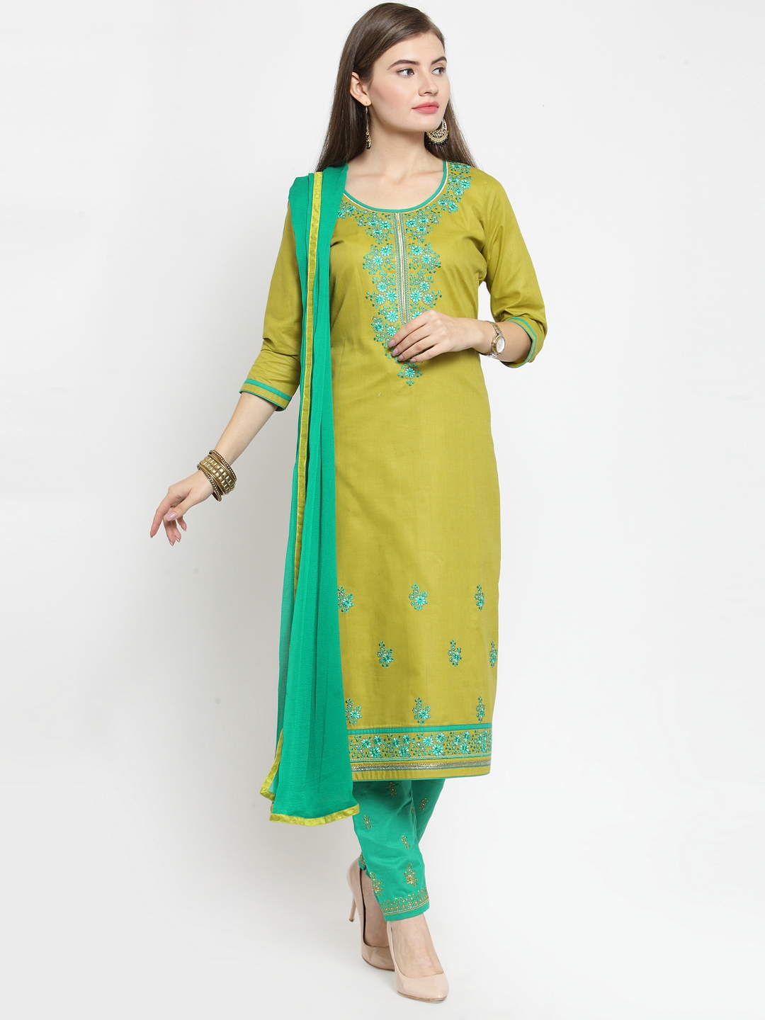 myntra unstitched churidar materials
