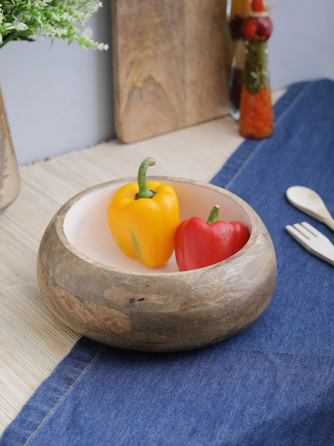 Buy SEASHELL Brown & White Solid Salad Serving Bowl Serveware for