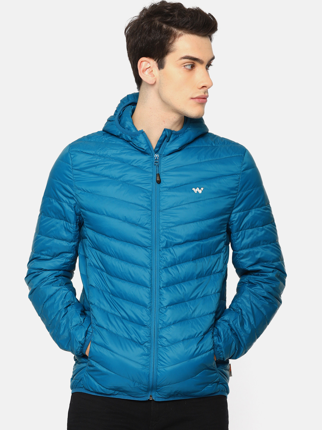Buy Wildcraft Men Teal Blue Solid Hooded Padded Down Jacket Jackets