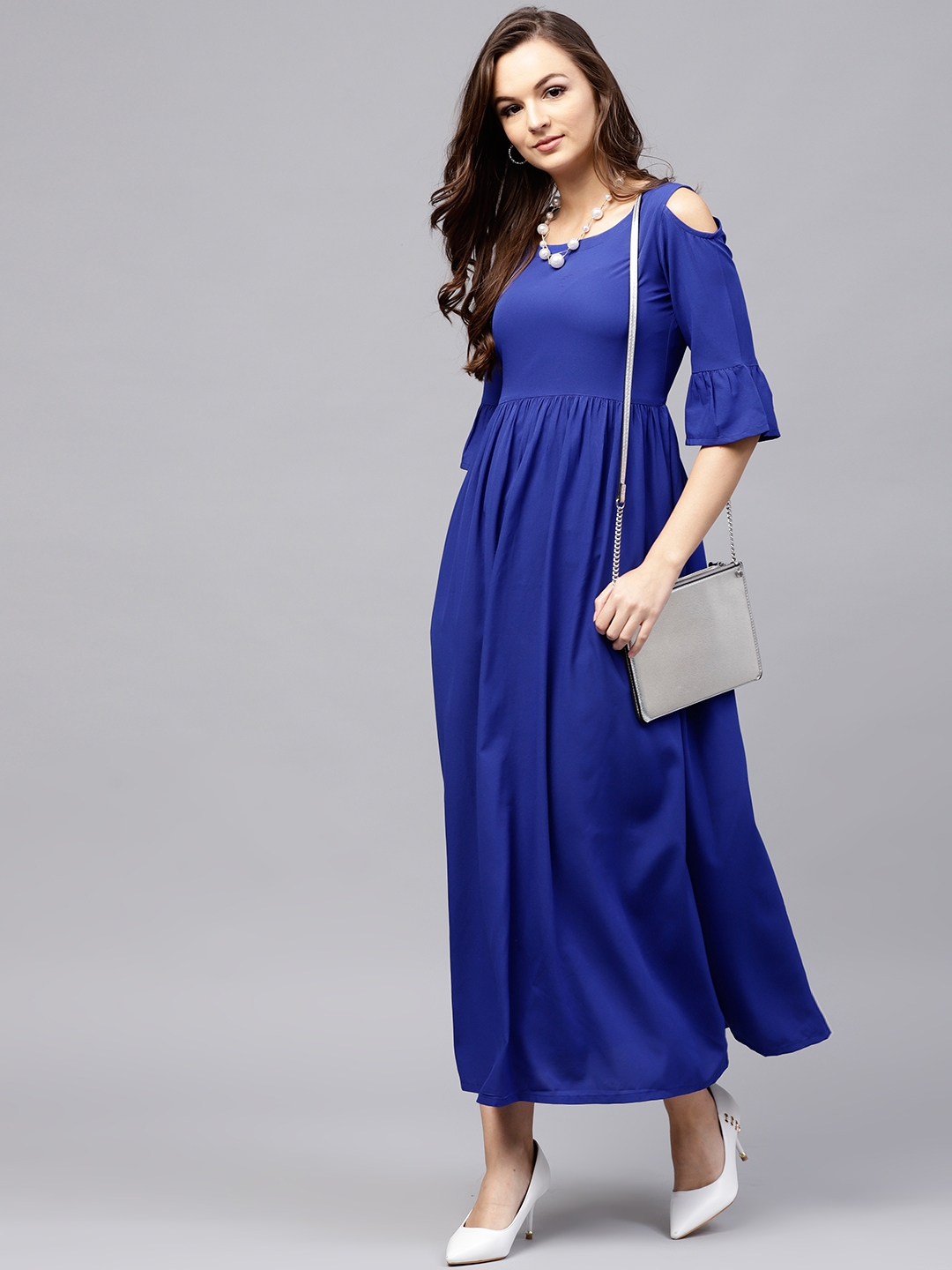 Buy Gerua Women Blue Solid Maxi Dress Dresses For Women 7424858 Myntra 4904