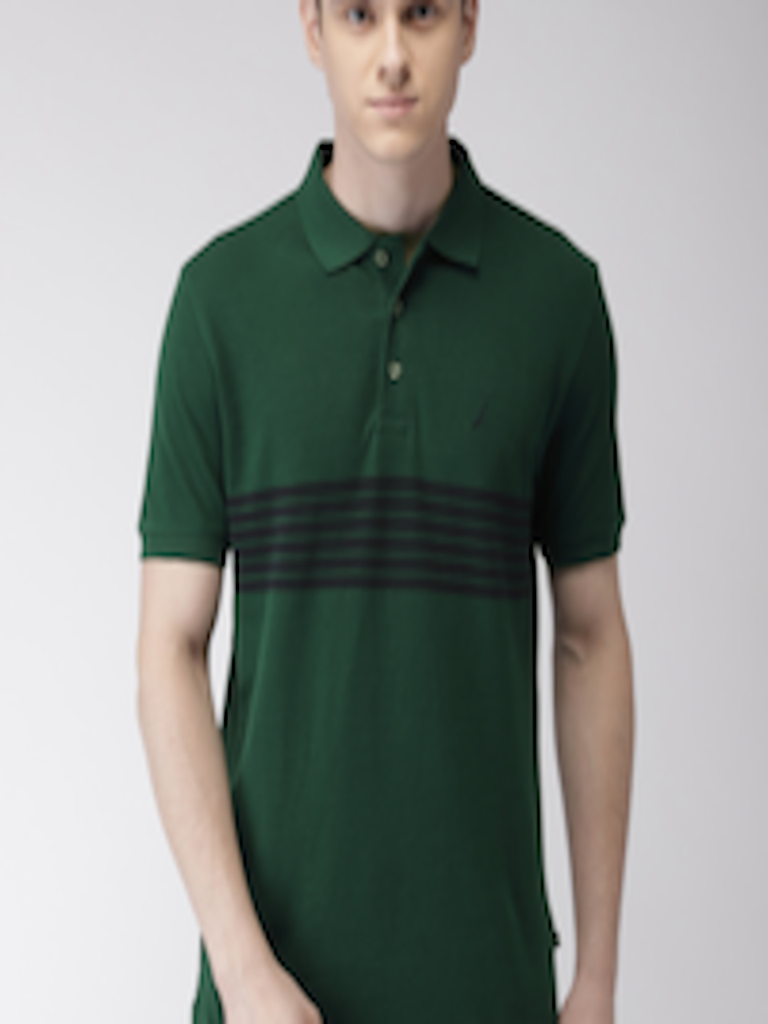 Buy Nautica Men Green Solid Polo Collar Pure Cotton T Shirt - Tshirts ...