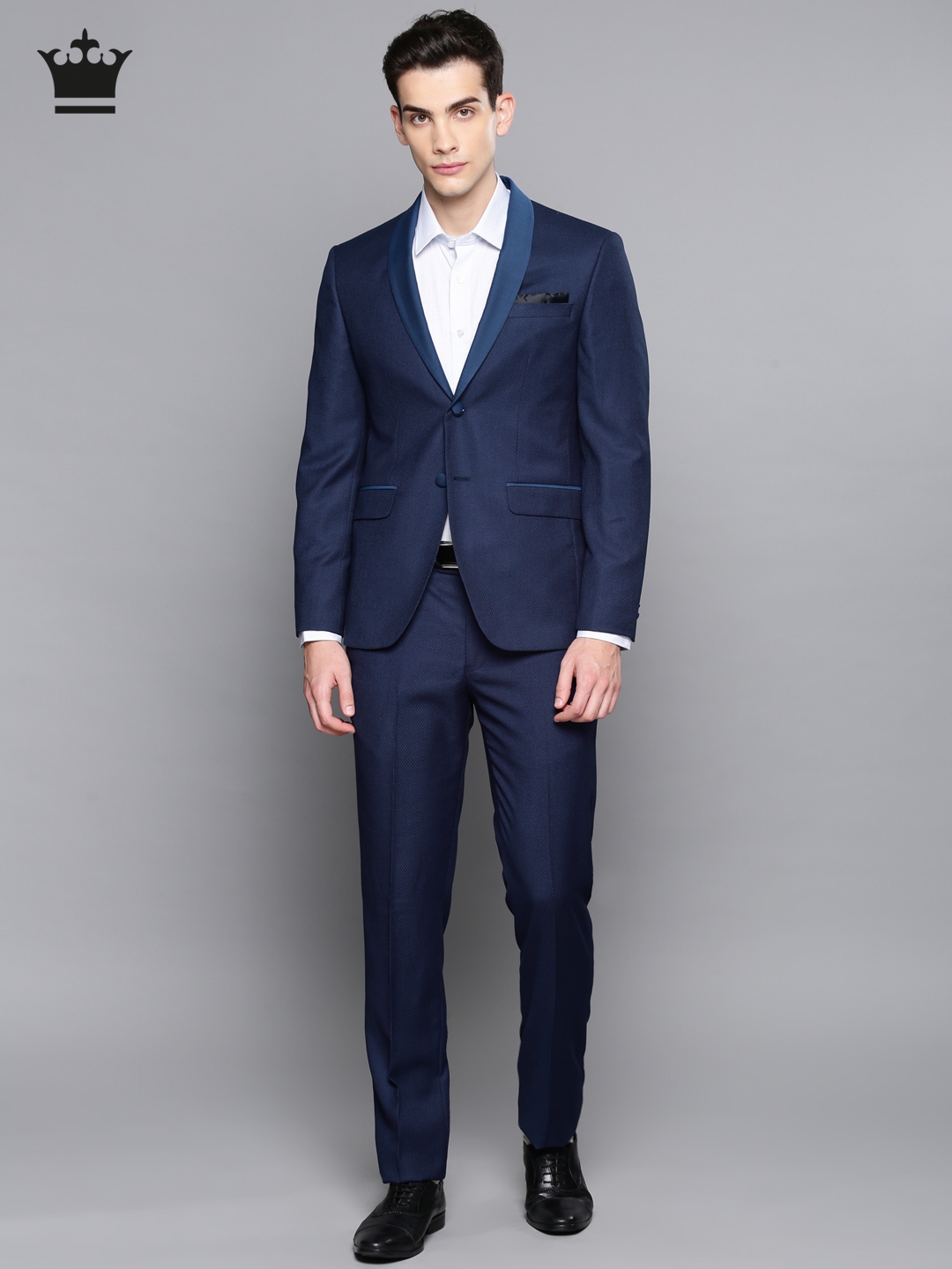 Buy Louis Philippe Men Navy Blue Self Design Single Breasted Slim Fit Formal Suit - Suits for ...