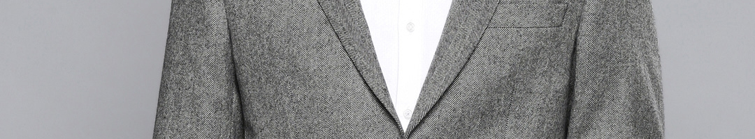 Buy Louis Philippe Men Grey Woollen Self Design Tailored Fit Formal Blazer - Blazers for Men ...