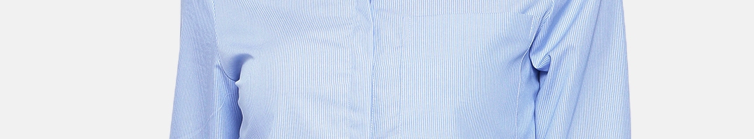 Buy Van Heusen Woman Women Blue & White Regular Fit Striped Formal ...