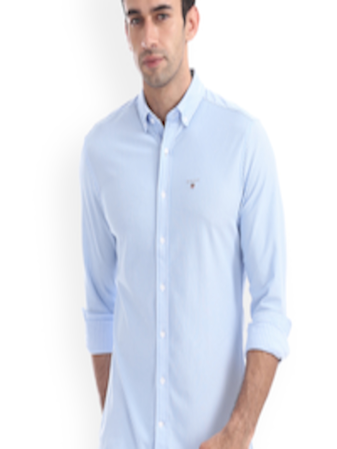 Buy GANT Men Blue & White Regular Fit Striped Casual Shirt - Shirts for ...