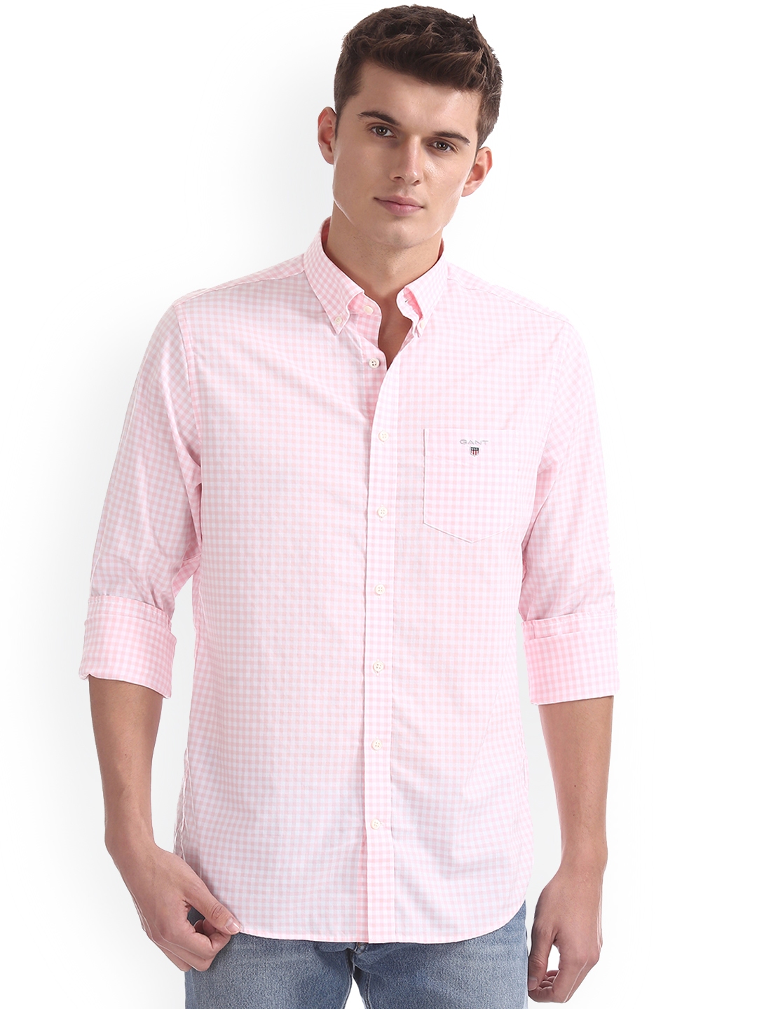 Buy GANT Men Pink Regular Fit Checked Casual Shirt - Shirts for Men ...