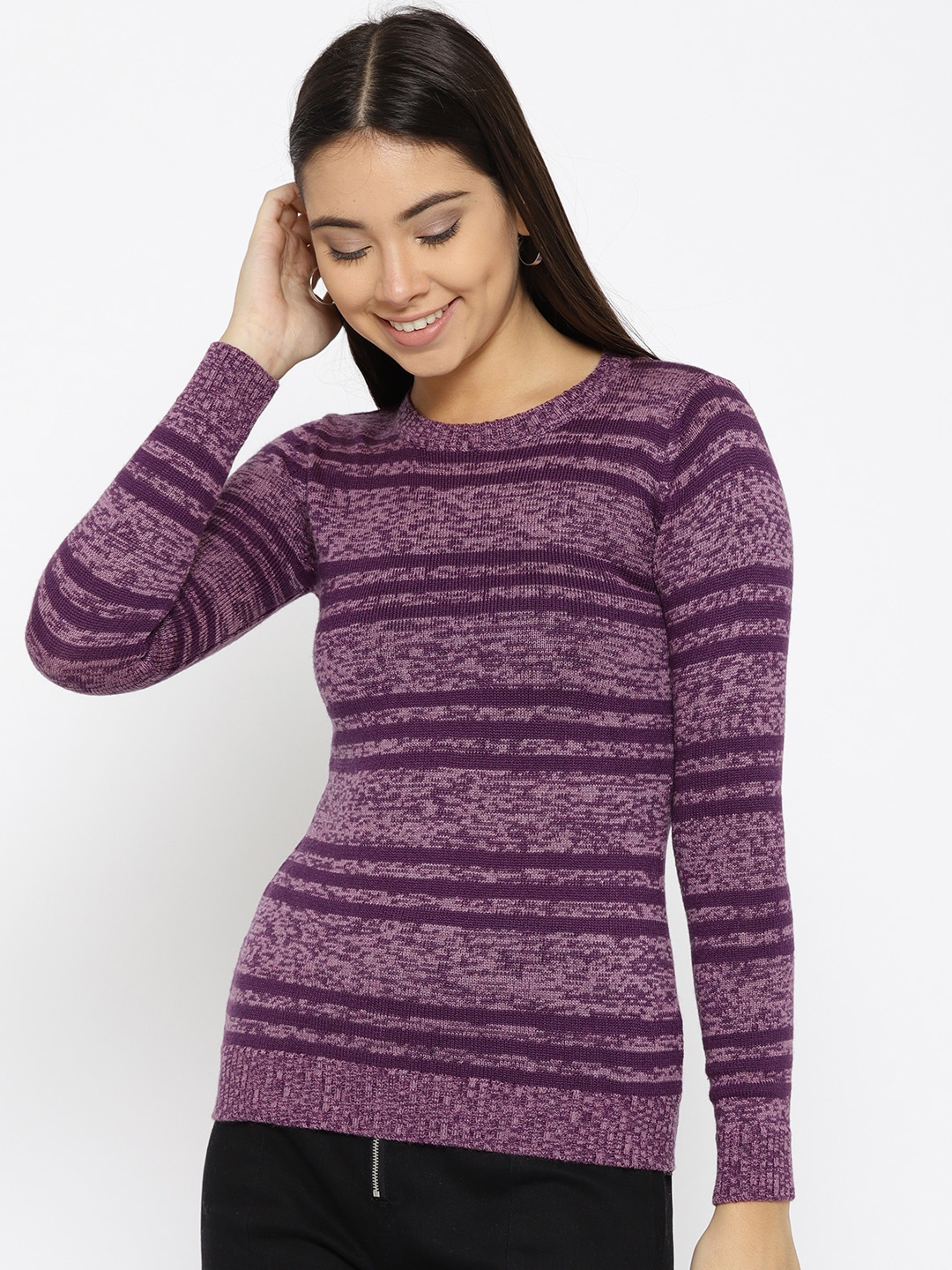 Buy Species Women Purple Striped Sweater - Sweaters for Women 7436015 ...