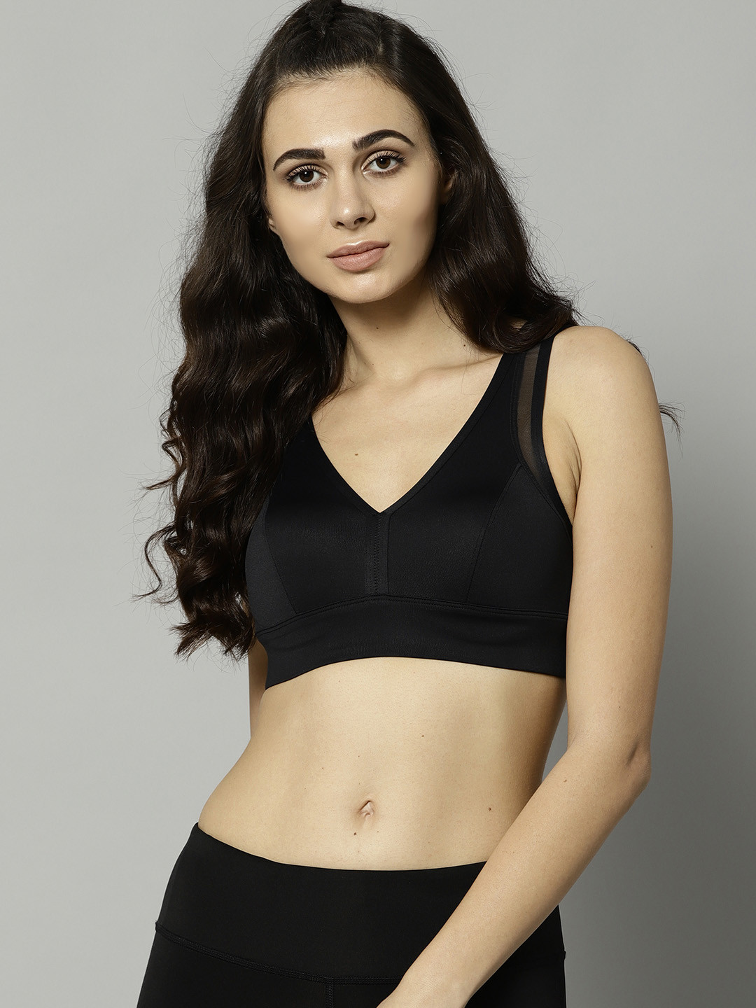 Buy Marks & Spencer Black Solid Non Wired Non Padded Sports Bra Bra