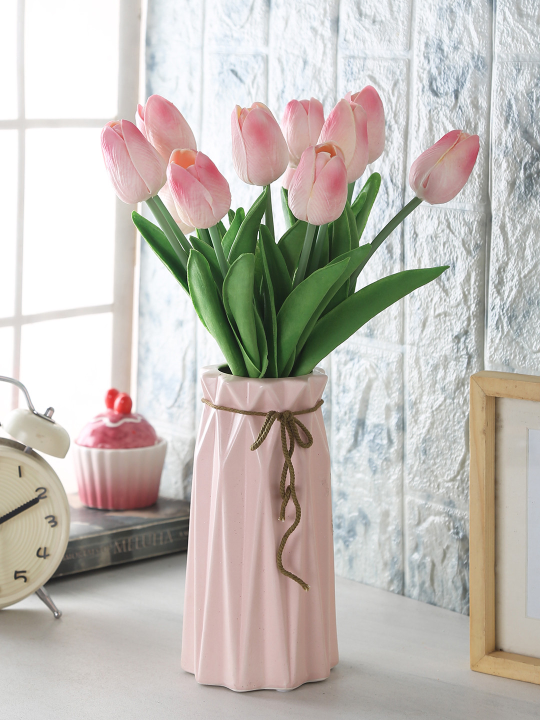 Buy Fourwalls Set Of 12 Pink Artificial Tulip Flower Stems Artificial