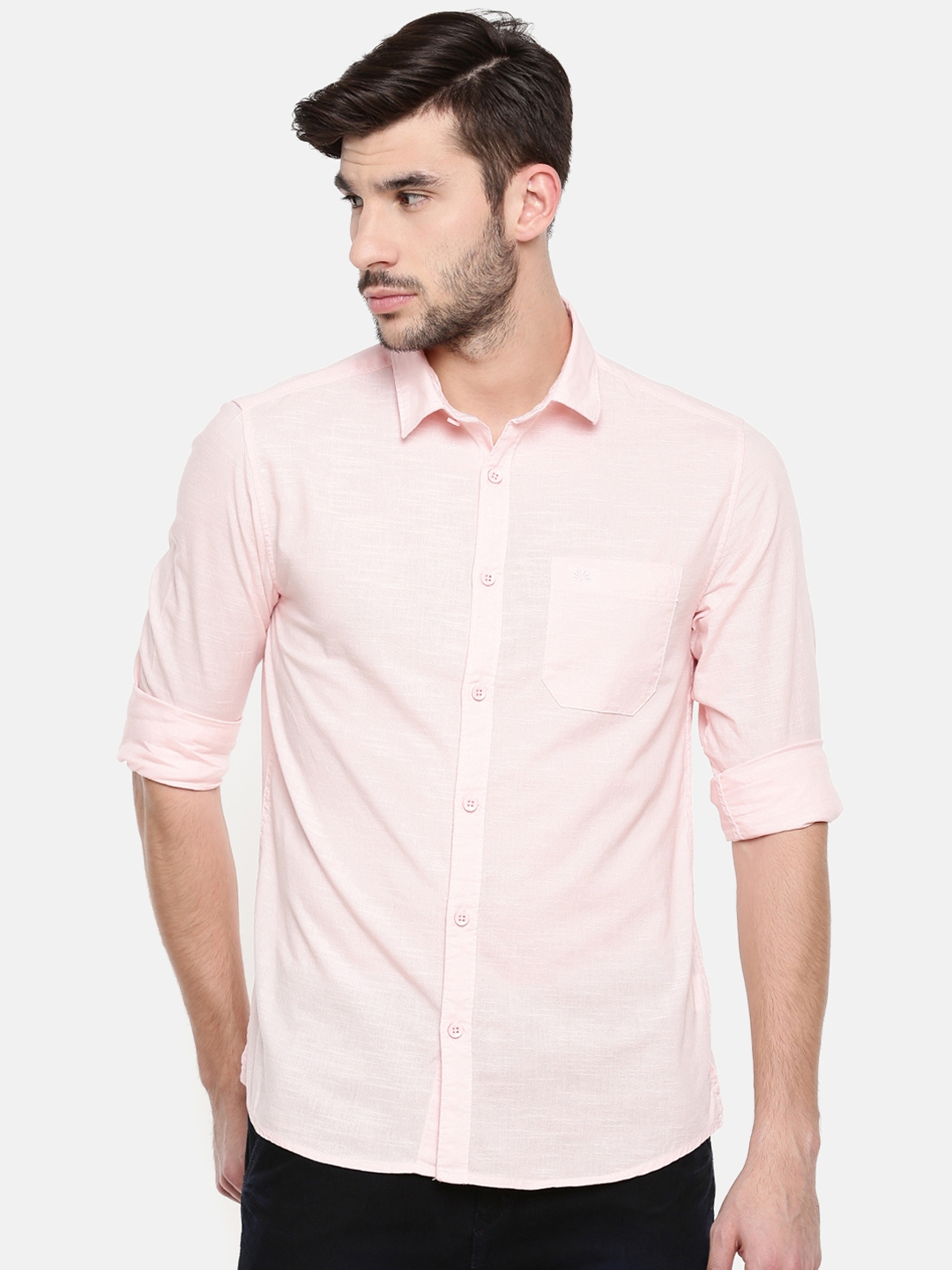 Buy Chennis Men Pink Slim Fit Solid Casual Shirt - Shirts for Men ...