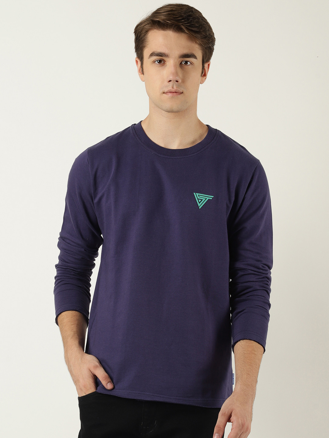 Buy Blue Saint Men Navy Blue Solid Sweatshirt Sweatshirts for Men
