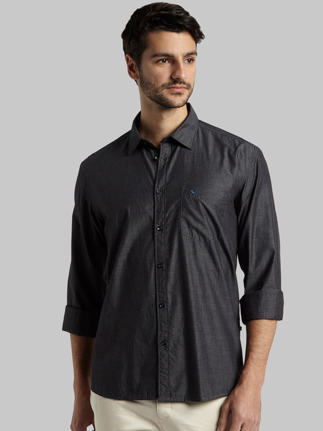 Buy Parx Men Black Slim Fit Solid Casual Shirt Shirts for Men 7452960