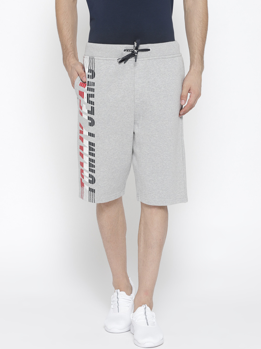Buy Tommy Hilfiger Men Grey Melange Solid Regular Fit Basketball Shorts