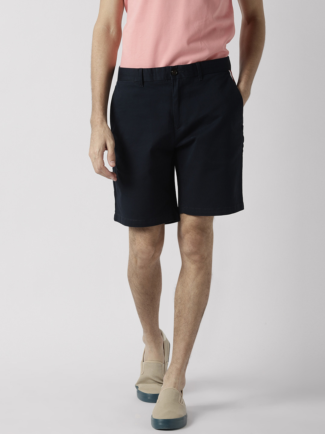 Buy Tommy Hilfiger Men Navy Blue Solid Regular Fit Shorts Shorts for