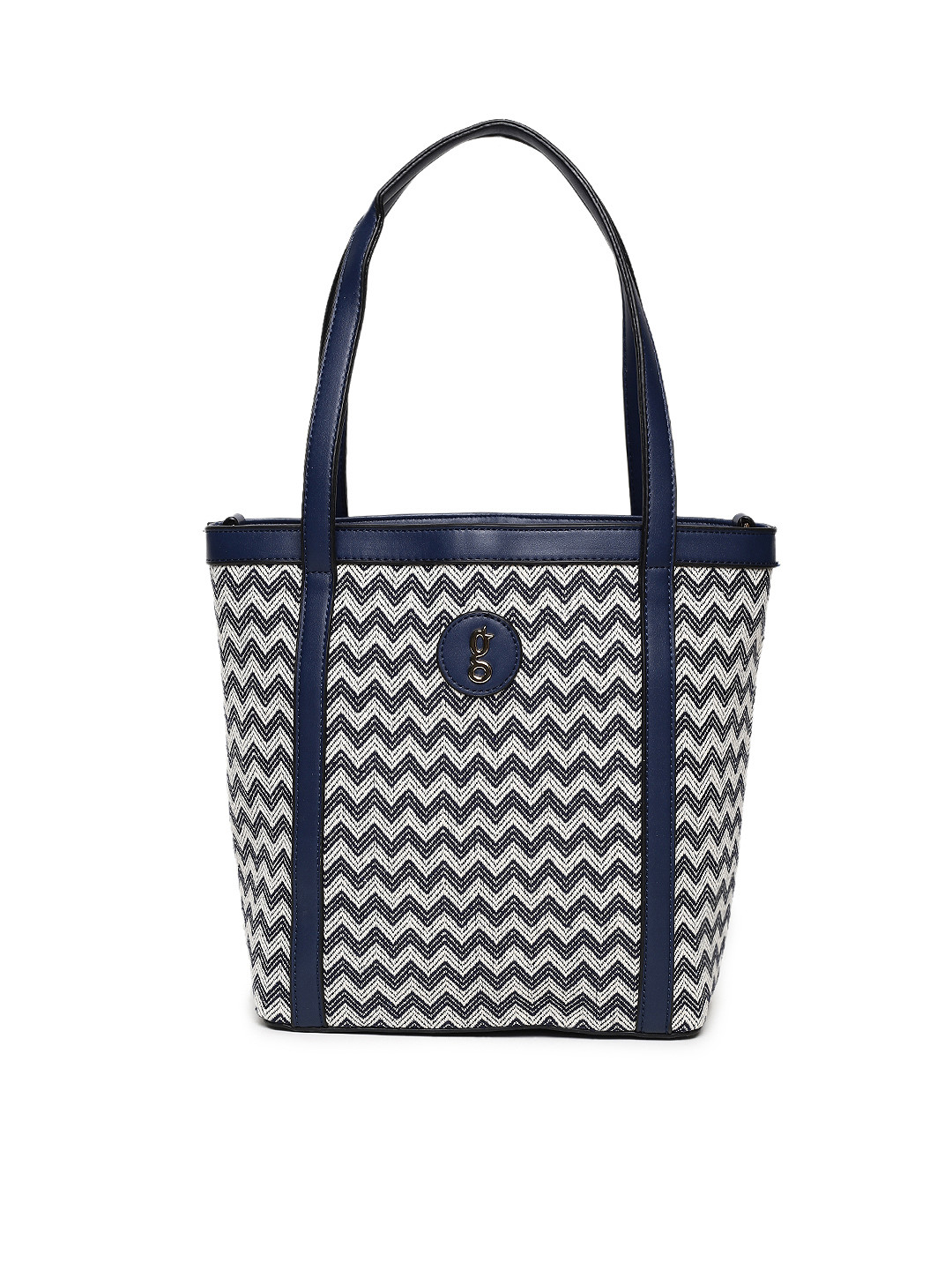 blue and white striped purse