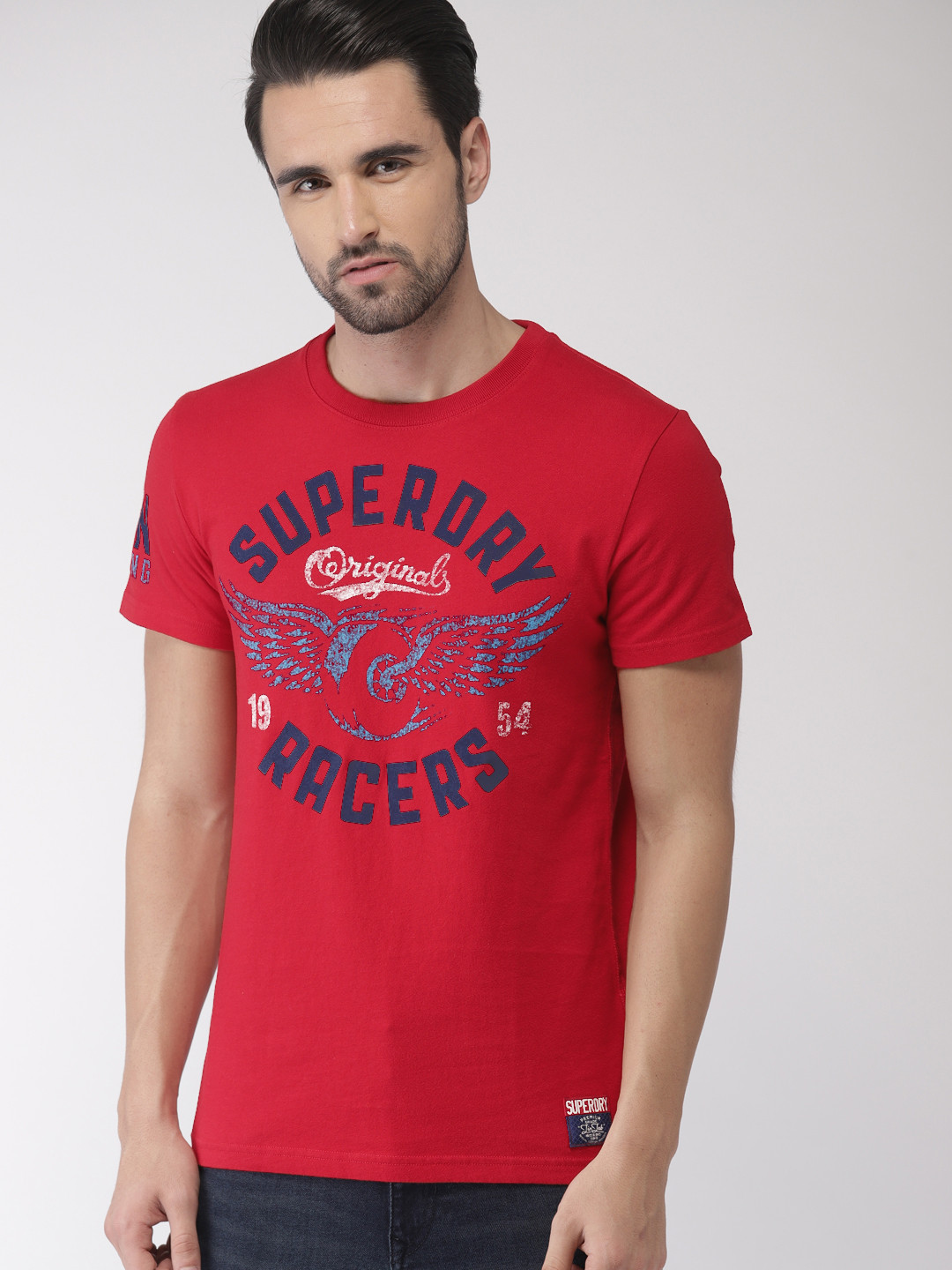 Buy Superdry Men Red Printed Round Neck Pure Cotton T Shirt Tshirts