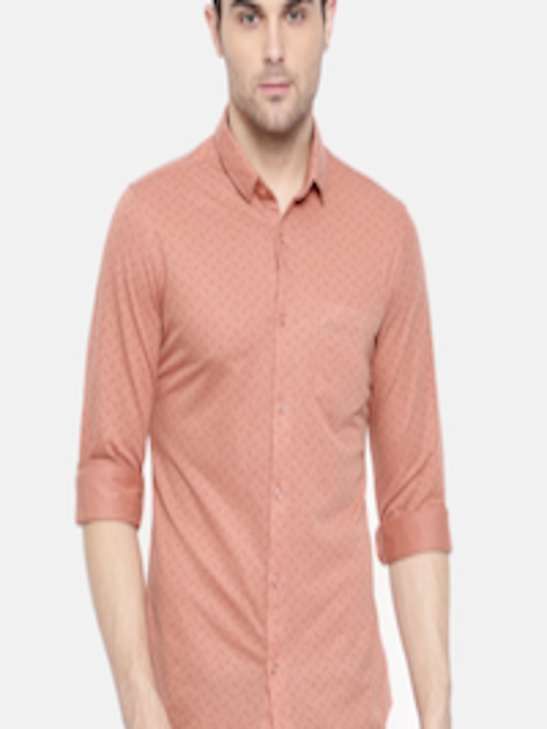 Buy The Indian Garage Co Men Orange Slim Fit Printed Casual Shirt ...