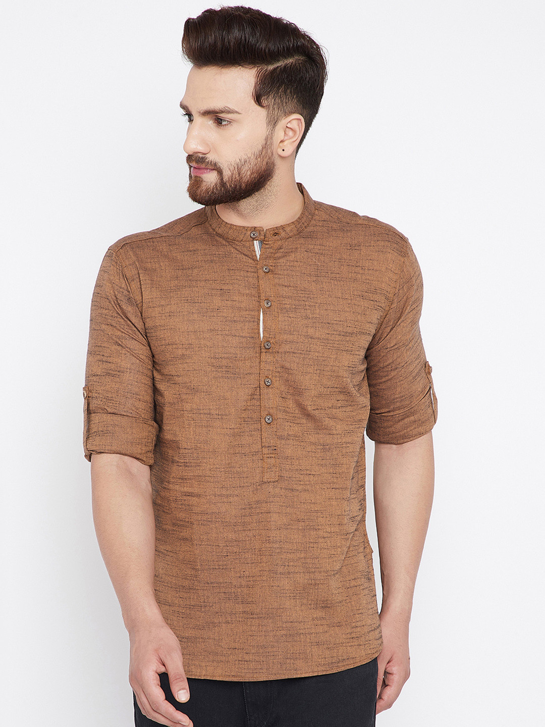 Buy Even Men Brown Solid Straight Kurta Kurtas for Men 7455640 Myntra
