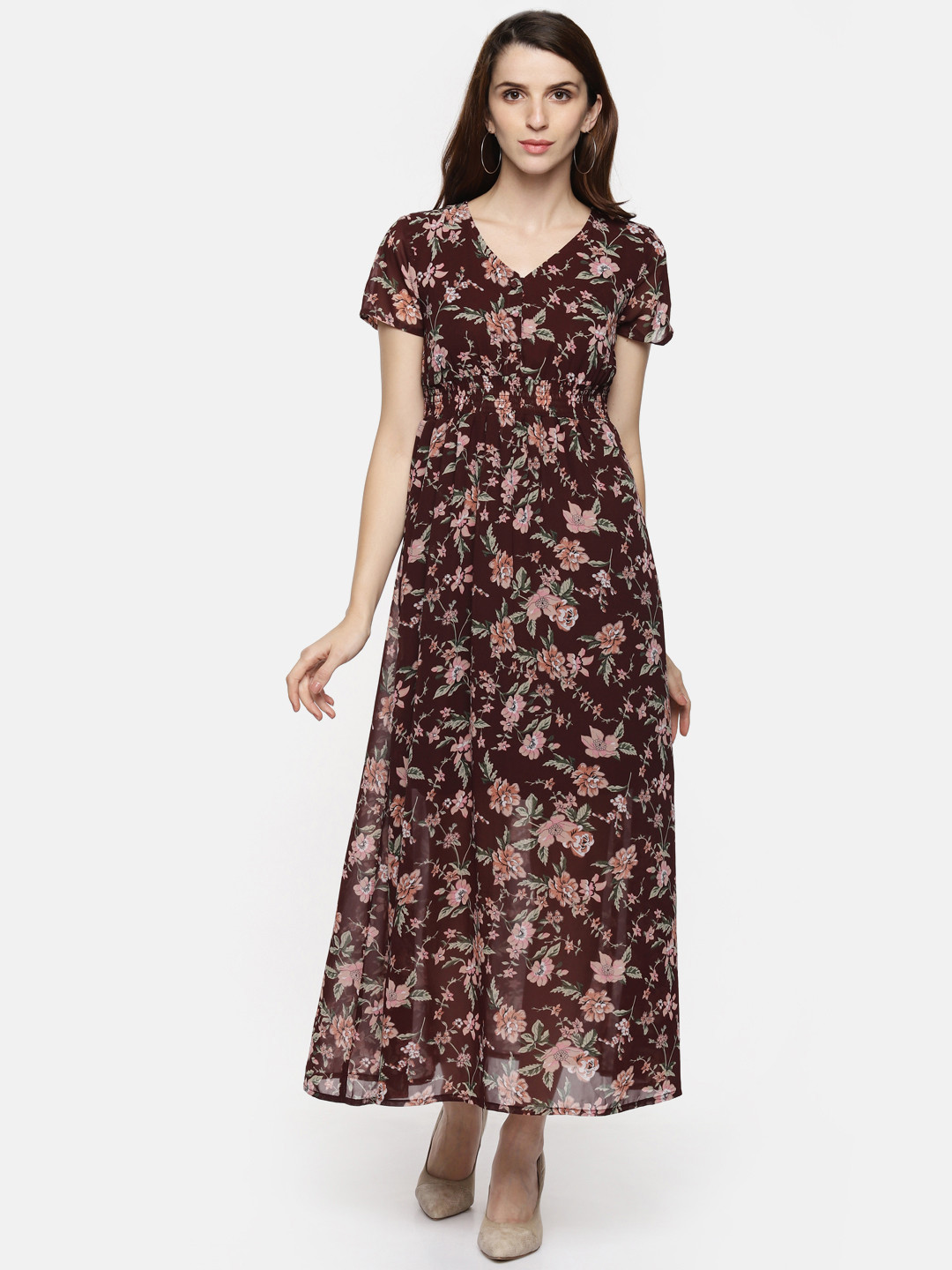 Buy Honey By Pantaloons Women Brown Printed Maxi Dress Dresses for