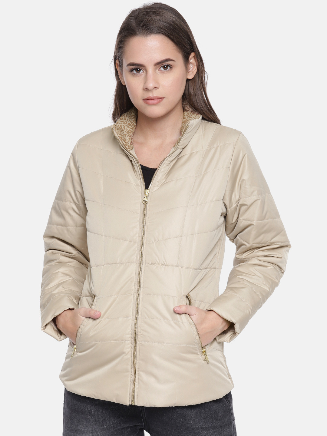 Buy Duke Women Beige Solid Padded Jacket Jackets for Women 7463773