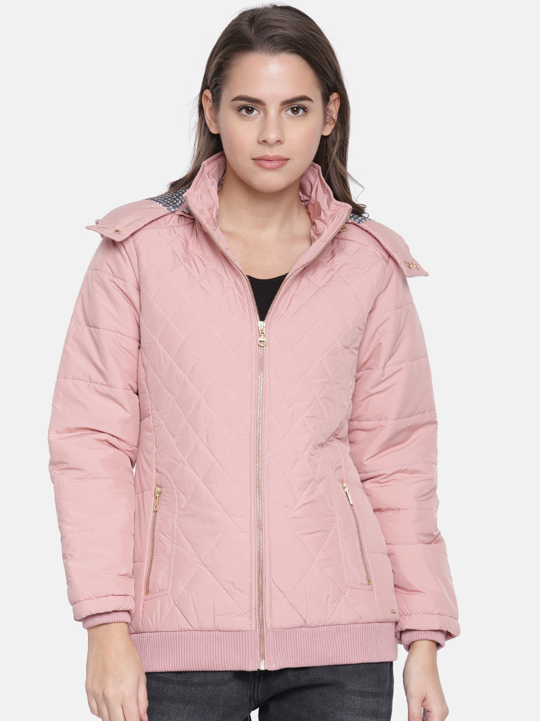 Buy Duke Women Pink Solid Quilted Jacket Jackets for Women 7463781
