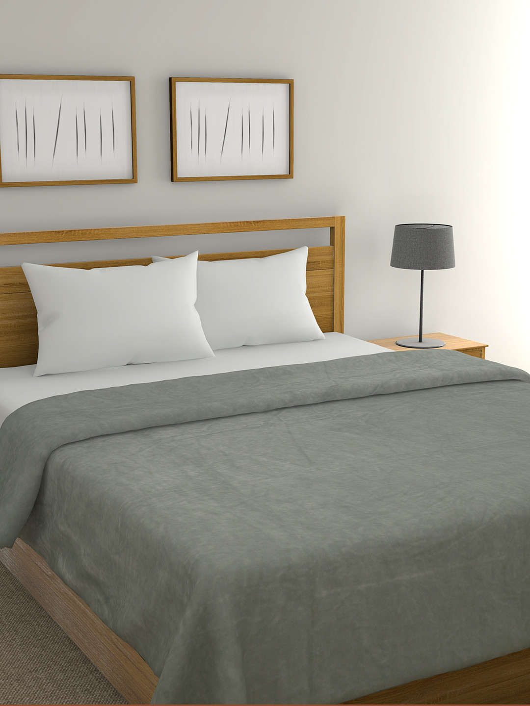 Buy Raymond Home Grey Solid Heavy Winter 300 GSM Double Bed Blanket