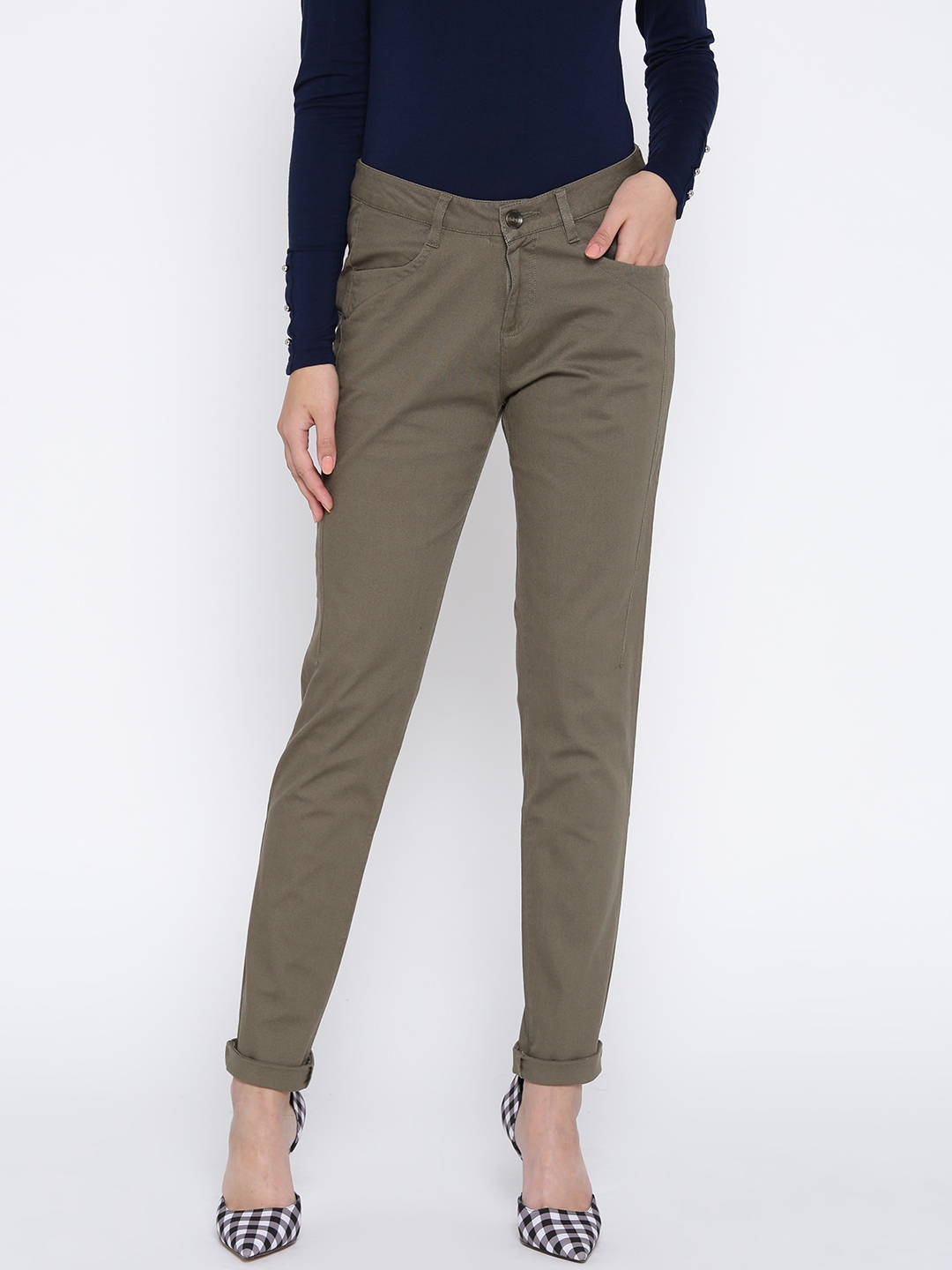 olive green trousers for ladies